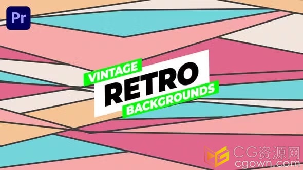 10种复古时尚彩色条纹图案背景动画视频-PR模板