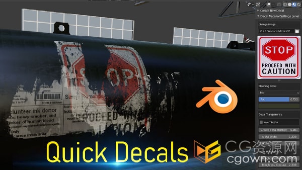 Blender插件Quick Decals v2.0.1快速纹理贴花添加贴纸污迹表面装饰