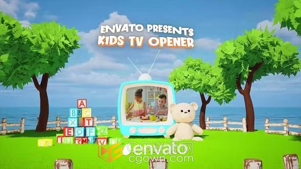 AE模板-儿童电视节目开场白生日贺卡节日祝福片头