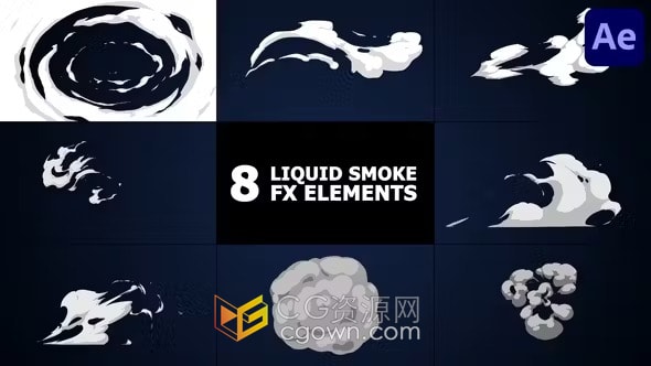 手绘烟雾流体特效叠加层图形动画-AE模板