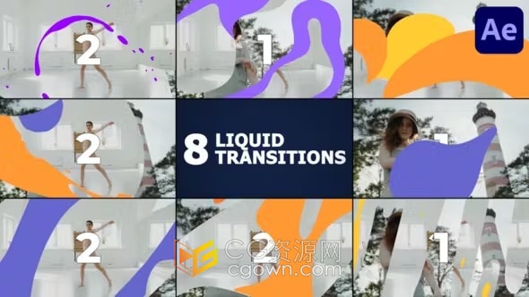 Liquid Transitions AE模板手繪液體MG圖形流體動(dòng)畫(huà)轉(zhuǎn)場(chǎng)過(guò)渡