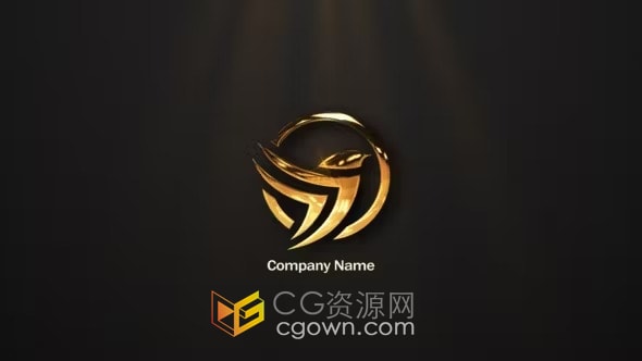 金色光线演绎金属光泽感明亮企业标志logo动画-AE模板