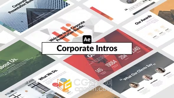 AE模板-公司企业介绍视频带信息图表值图标动画