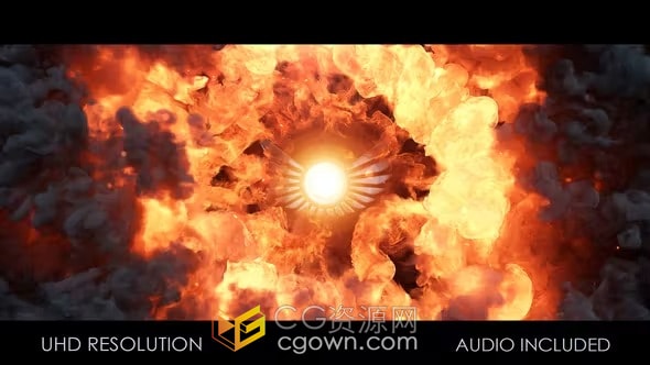 火焰漩涡爆炸金属徽标显示大片电影LOGO片头-AE模板