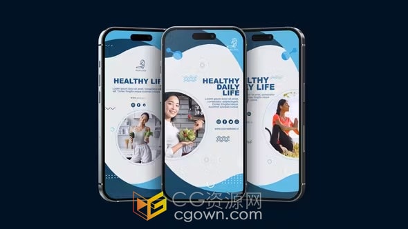 AE短视频模板-健康生活理念社交媒体宣传海报