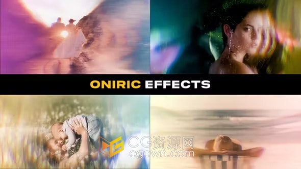 56种迷幻梦境眩光效果Oniric回忆幻想特效叠加动画元素-PR模板