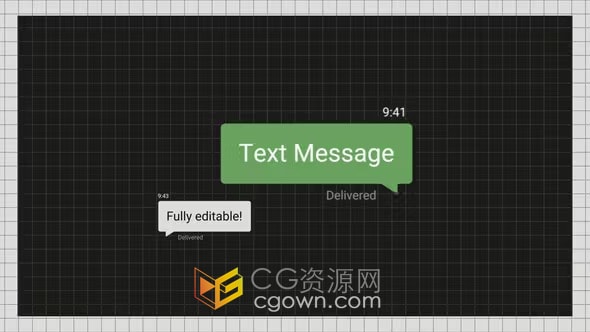 5条短信对话文本气泡聊天交流消息动画-AE模板