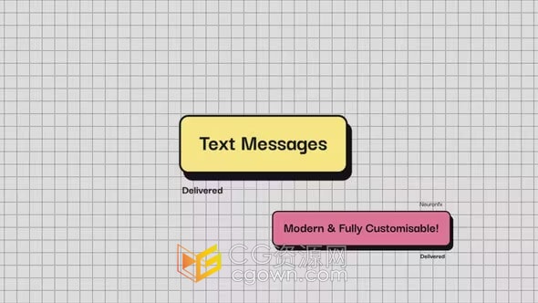 5种不同的消息模型样式短信对话框社交媒体文本信息-AE模板