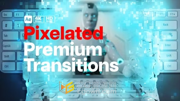 AE模板-6个高级像素化转场Premium Transitions Pixelated