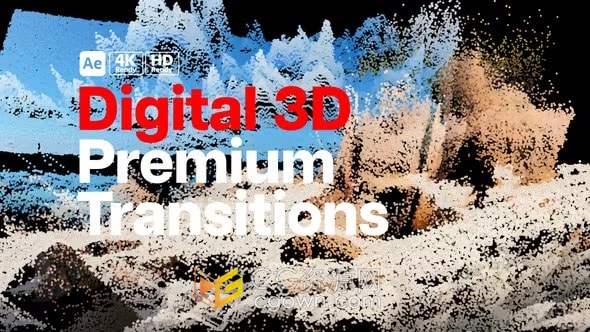 8种创意3D像素转场Premium Transitions Digital 3D-AE模板