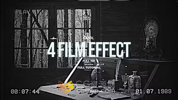 4种很棒的老电影效果叠加元素-AE模板