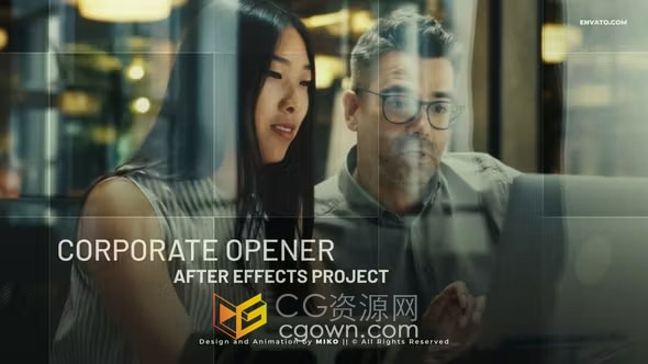 透明网格玻璃质感镜头现代企业宣传片制作-AE模板