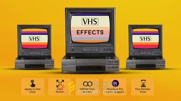 14种VHS效果复古元素叠加-PR模板工程免费下载