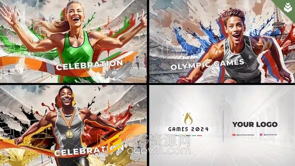 2024巴黎奥运会体育赛事田径运动会宣传片头-AE模板