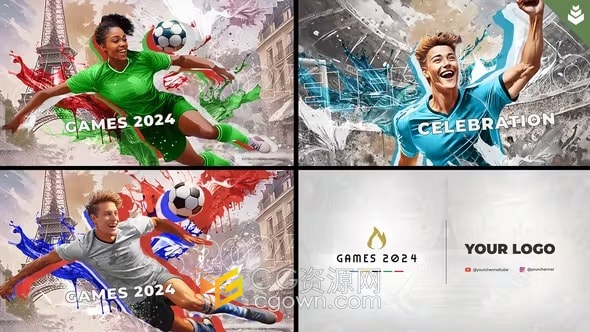 2024年巴黎奥运会足球比赛宣传片头-AE模板