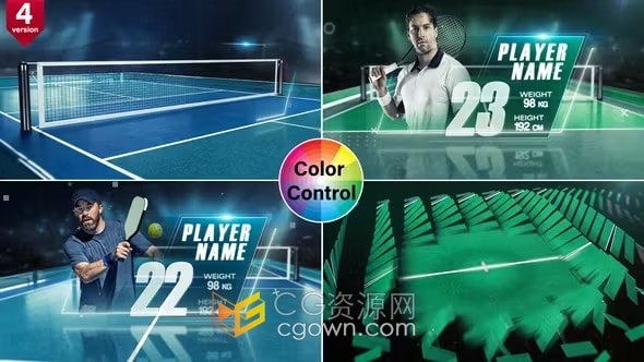 网球和匹克球运动员介绍体育运动视频宣传-AE模板