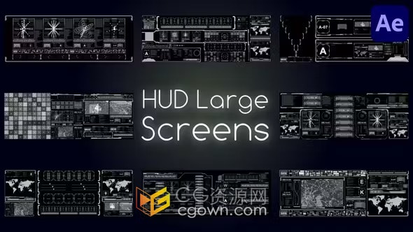 数字信息图表和交互式界面高科技演示HUD大屏幕AE模板