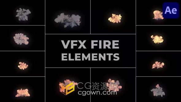 逼真火焰元素烟雾特效VFX Fire Elements-AE模板
