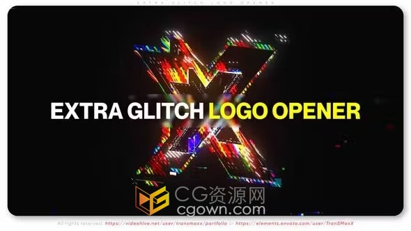AE模板-Extra Glitch Logo Opener像素故障标志grunge开场