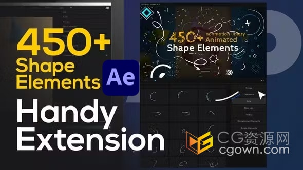 Shape Elements Pack AE脚本450+个图形元素动画