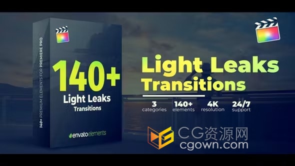 FCPX插件140+种光效动画转场过渡Light Leaks Transitions
