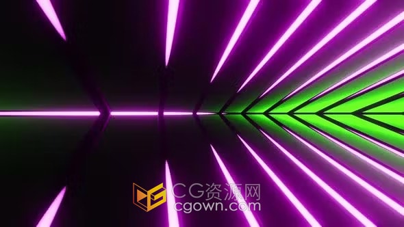 绿色背景上的紫色霓虹激光循环动画视频素材