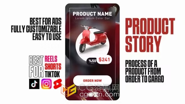 Premiere Pro模板展示了产品从订单到货物的过程