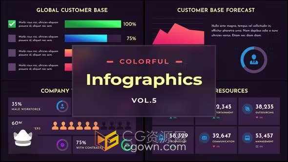 200+彩色信息图表场景和元素Colorful Infographics Vol.5-AE模板