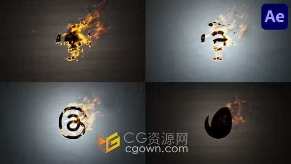 AE模板-燃烧火焰灰烬生成标志动画Burn Up Logo