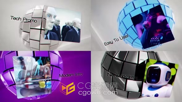 3D球体动画演绎创意数字企业高科技信息介绍-AE模板