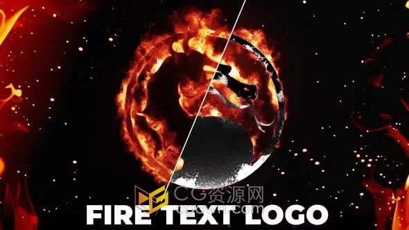 AE模板-逼真燃烧火焰文本标志金属LOGO视觉特效