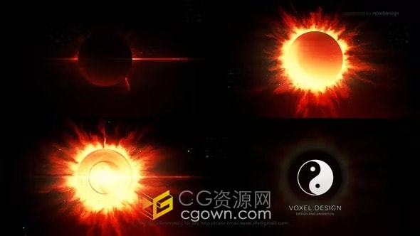 火花粒子日食效果能量火球标志动画-AE模板