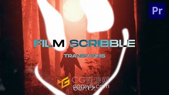 电影杂乱涂鸦过渡Film Scribble Transitions-PR模板
