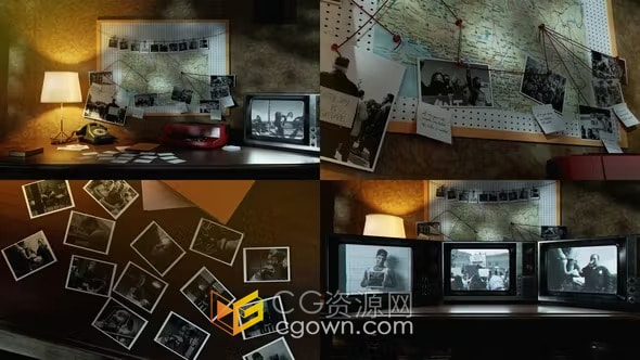 侦探犯罪调查老电视节目开场白军事纪录片电影预告片-AE模板