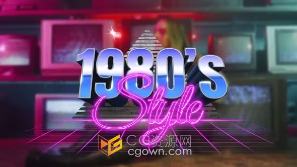 80年代的流行氛围复古霓虹灯标题片头-AE模板