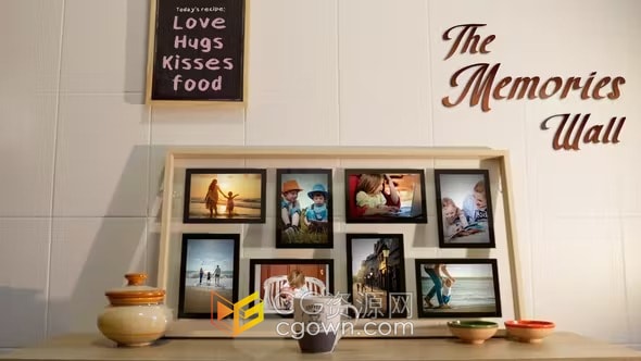 室内温馨家庭墙面相框照片相册展示-AE视频模板
