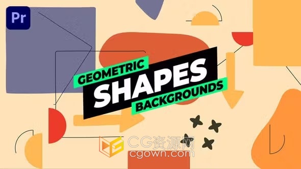 10个鲜艳的色彩几何形状背景元素动画免费下载-AE模板