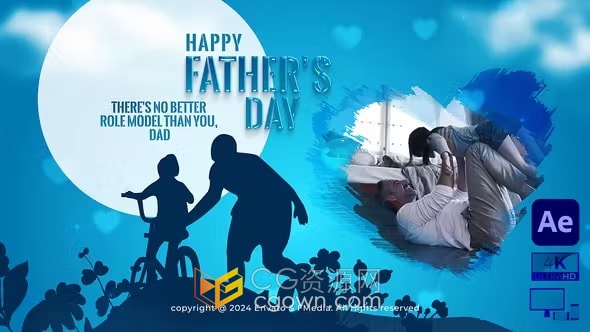 父亲节主题幸福有爱活动介绍相册视频多种分辨率-AE模板