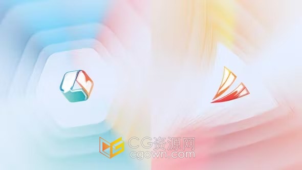 AE模板-柔和漂亮彩色隧道动画公司标志片头展示