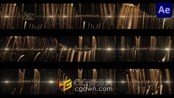 金色粒子循环3D效果颁奖典礼活动宣传开场介绍视频-AE模板