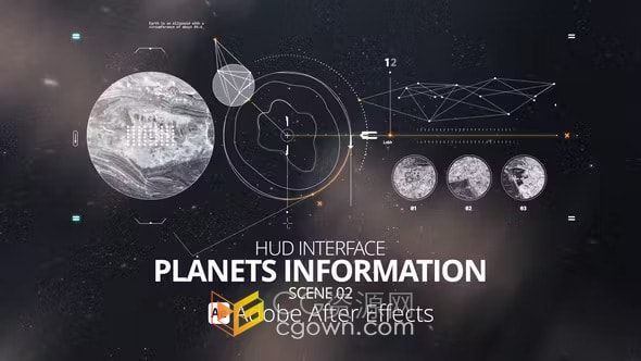 行星信息介绍HUD界面动画元素设计-AE模板