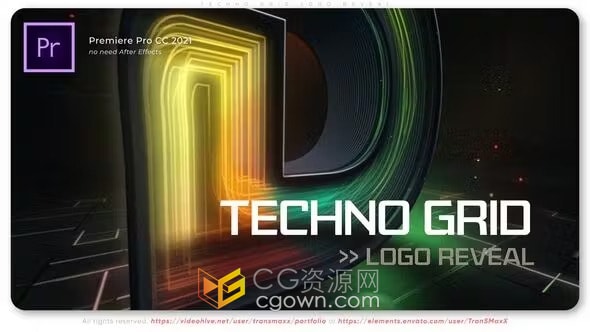 HUD元素灯光效果技术品牌LOGO动画-PR模板