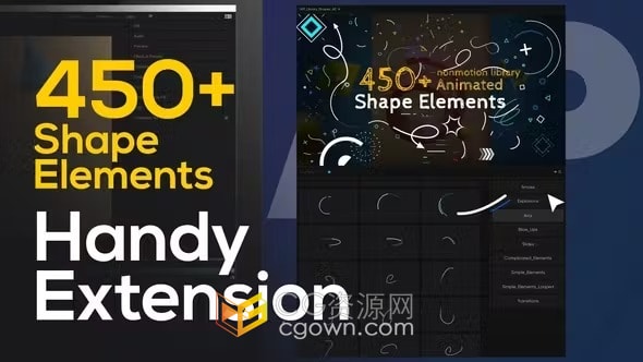 PR扩展脚本450种简洁线条箭头元素图形MG动画预设包Shape Elements