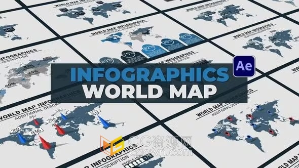AE模板-10个信息图表世界地图Infographics World Map