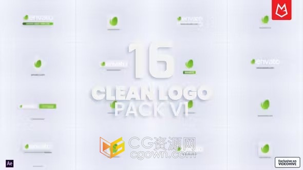 16个简约干净的创意3d标志展示大气艺术品牌LOGO动画-AE模板