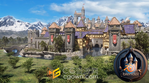 Blender城堡和城镇模块化模型Massive 240-Piece Modular Mega Pack