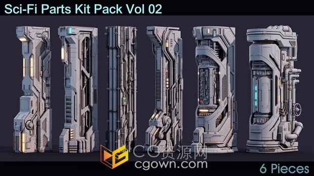 3D模型-科幻零件套件包Sci-Fi Parts Kit Pack Vol 02