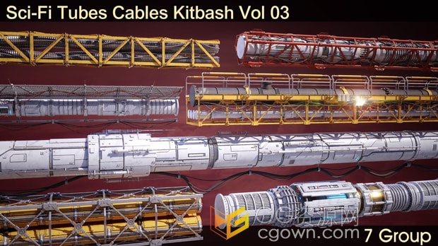 3D模型-科幻管电缆管道套件Sci-Fi Tubes Cables Pipe Kit Vol 03