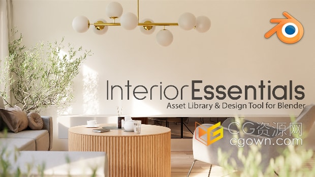 Blender插件800多种室内家具陈设装饰模型资产Interior Essentials – Design Tool & Asset Library