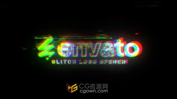 AE模板-描边多彩故障标志揭晓Glitch Logo Reveal